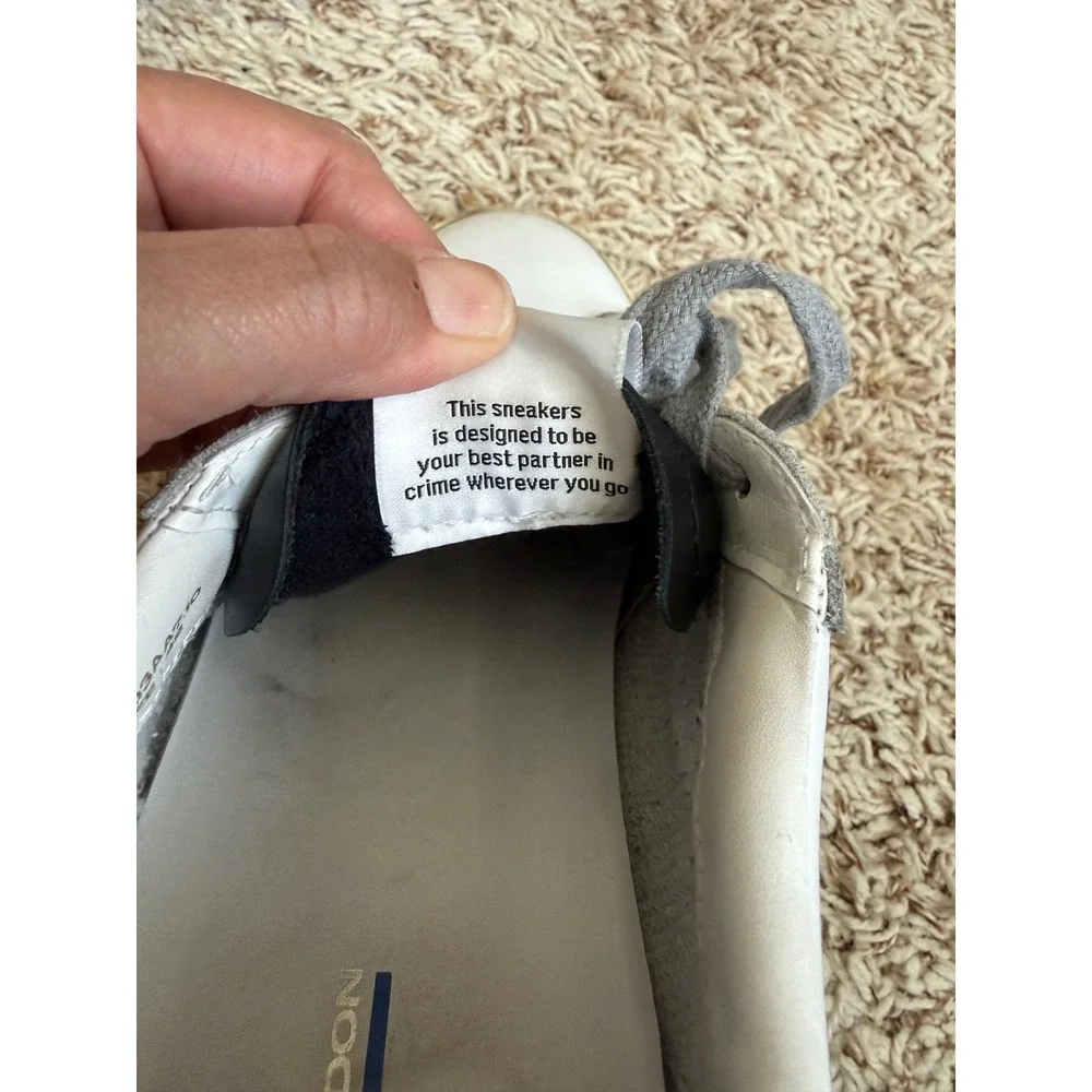 Crime London Distressed Leather Sneakers Size 42 White Burgundy Blue Luxury